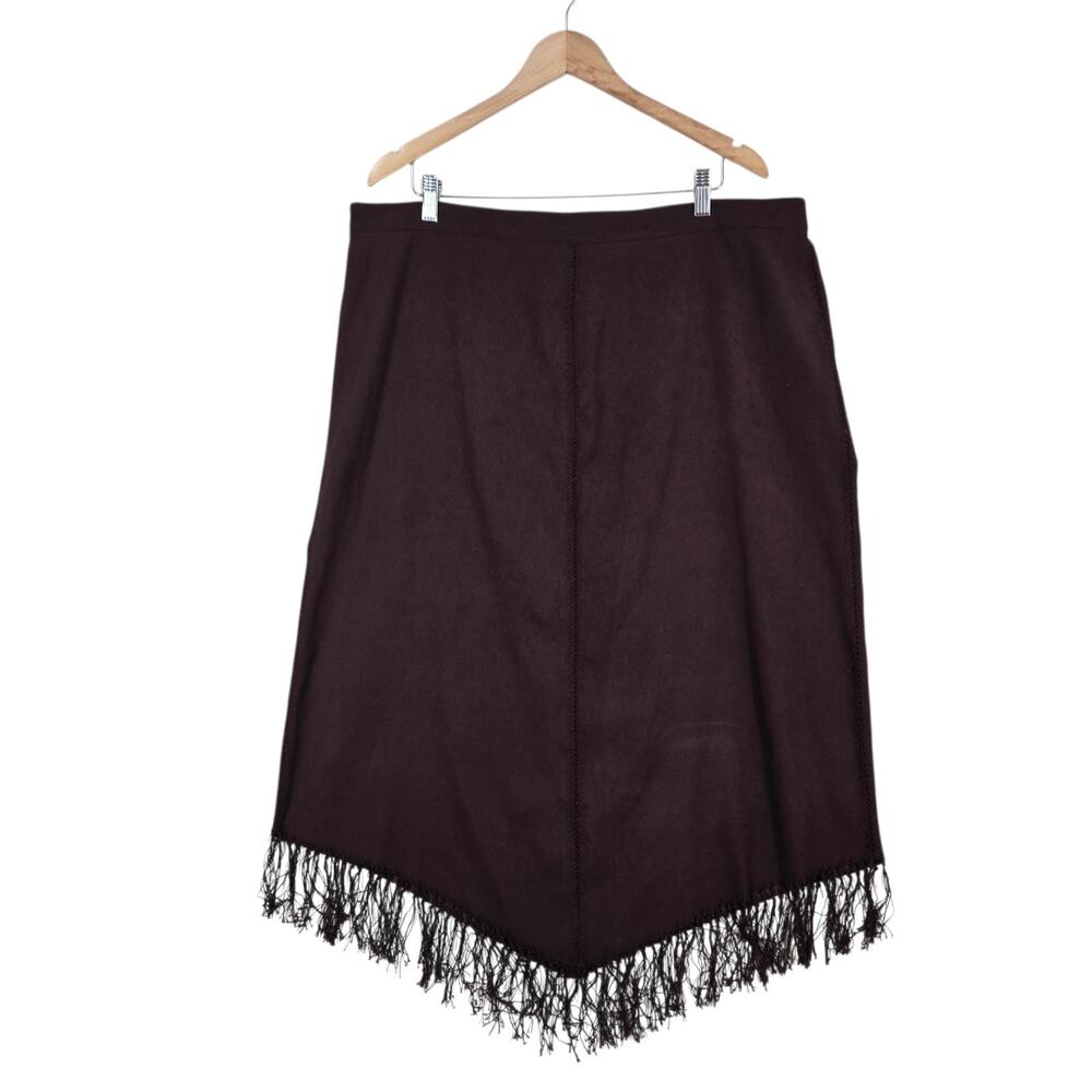 Canyon Road Fringe Midi Skirt 2X Brown Boho Western Festival Cowgirl Rodeo